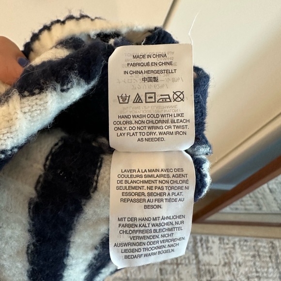 J.Crew Navy and White Striped Cableknit Sweater - Picture 6 of 6